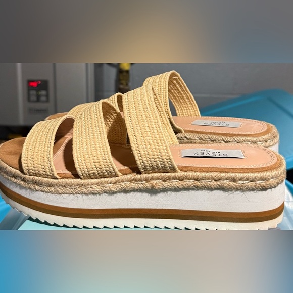 Steven by Steve madden sandals wedges raffia sz 8 wedge - Picture 1 of 6
